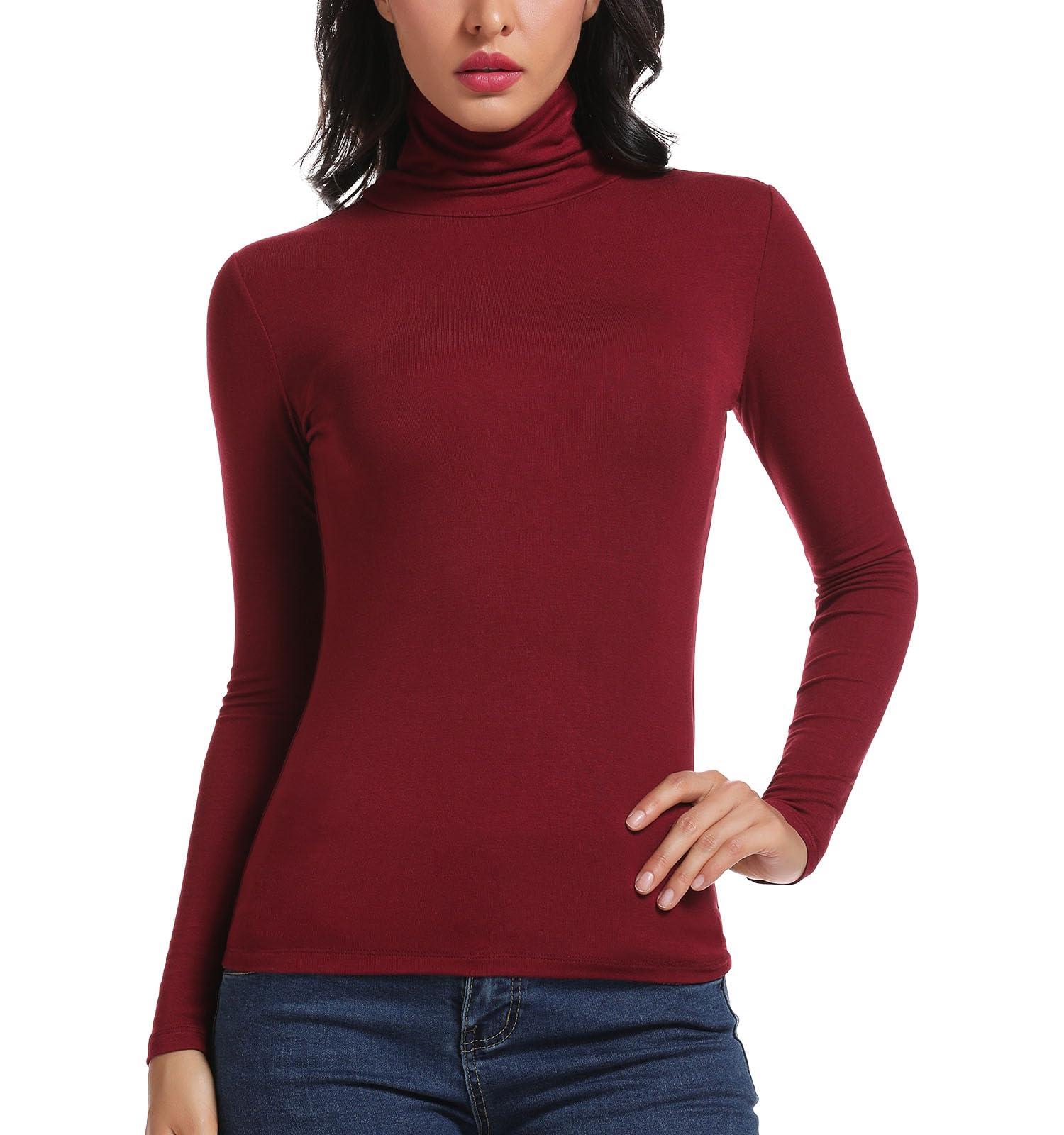 STARBILD Women's Long-Sleeved Shirt with Turtleneck, Blouse / Casual Top / Stret