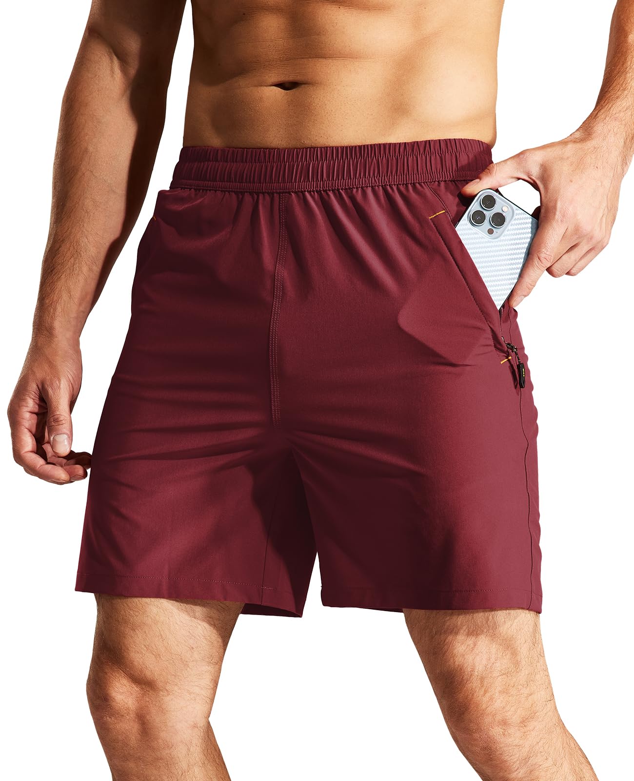 MIER Men's Quick Dry Running Shorts with Zipper Pocket and Elastic Waist for Ath