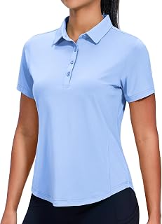 MIER Ladies Golf Polo Shirt Short Sleeve Quick Dry UV Active Sun Protection Tennis Top with Collar 4 Buttons