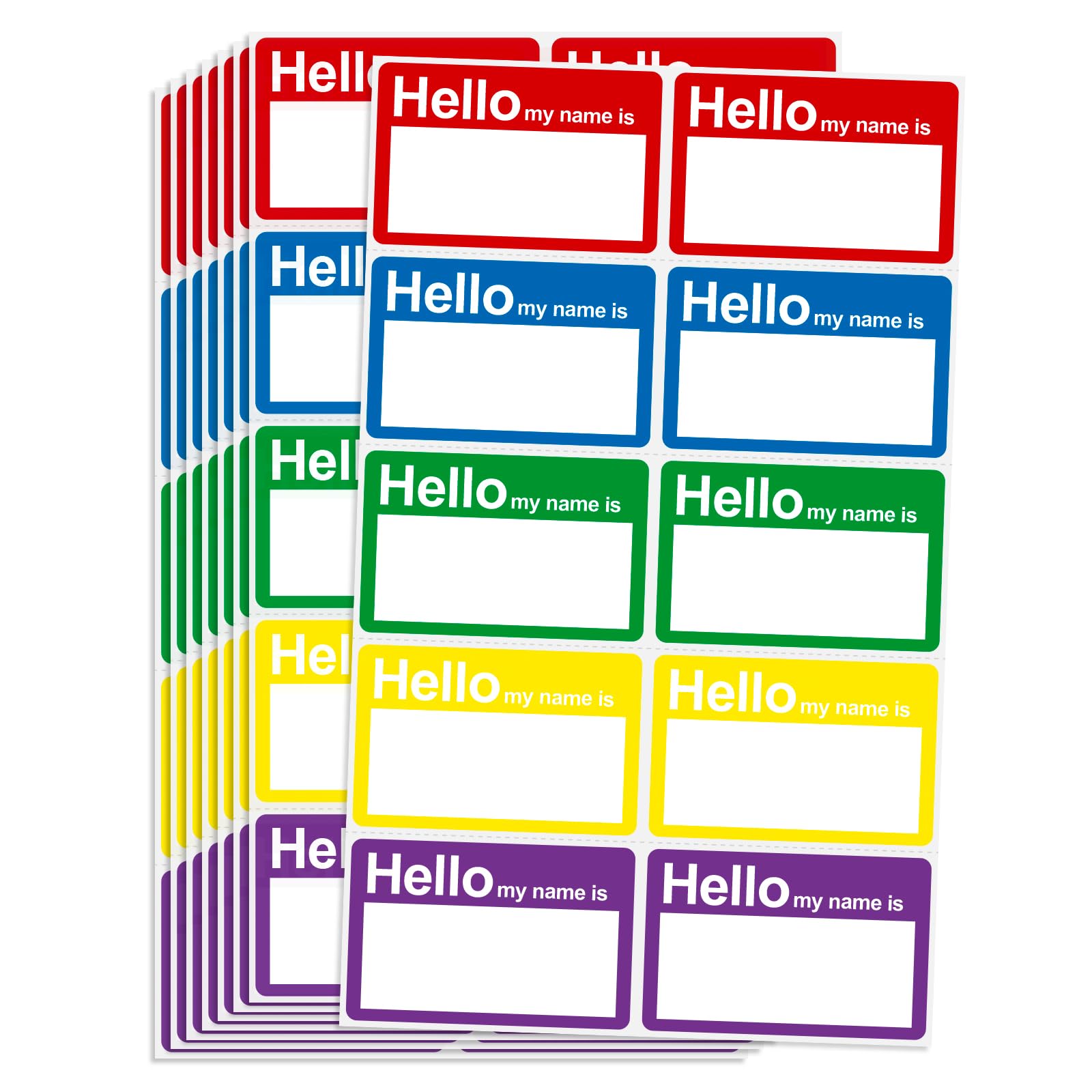 L LIKED 200 Pcs Hello My Name is Stickers, 3.5x2.25 in Name Tag Stickers | Color