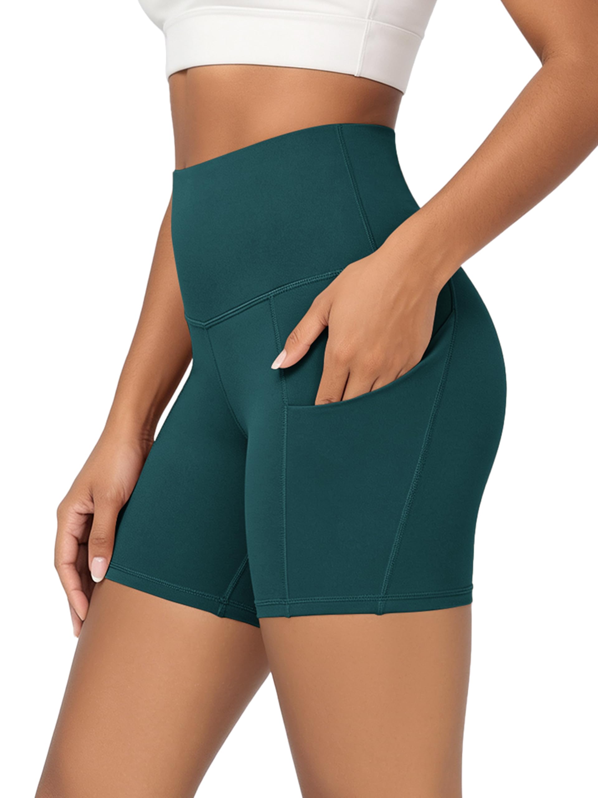 ODODOS Women's Tummy Control Biker Shorts 2.0 with Pockets High Waist Athletic W