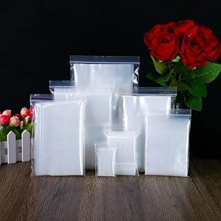 50 Pieces 3.5 x 5.1 Inch Clear Plastic Zipper Bags Resealable Zip Lock Bags Small Poly Bags with Seal Zipper for Pills, Hardware Store