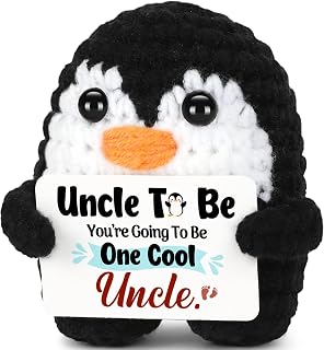 Promoted to Uncle - Pregnancy Announcement for Uncle, Funny Handmade Crochet Mini Penguin Uncle Announcement Gifts for Uncles, Congratulations Gift for Promoted to Uncles - You're an Cool Uncle