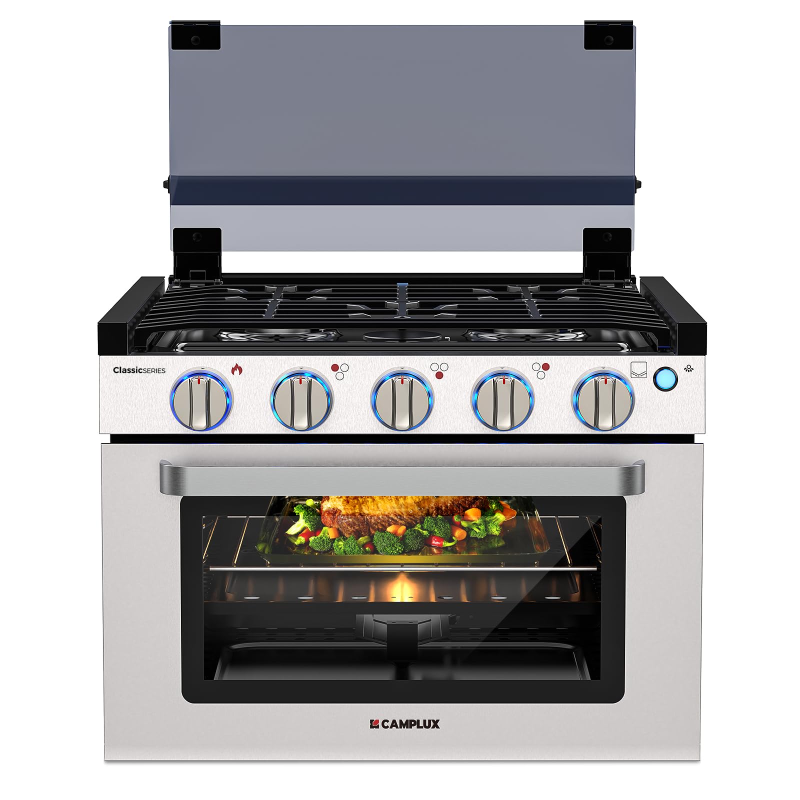 CAMPLUX RV Propane Range 17-Inch, RV Oven Stove Combo 28,100 BTU/Hr Classic | Pr