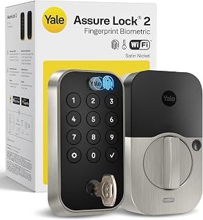 Yale Security Assure Lock 2 Touch Deadbolt, Satin Nickel Keyed Smart Entry Door Lock with Wi-Fi Connected Keypad and Fingerprint Scanner for Code Entry and Remote Access, YRD410-F-WF1-619