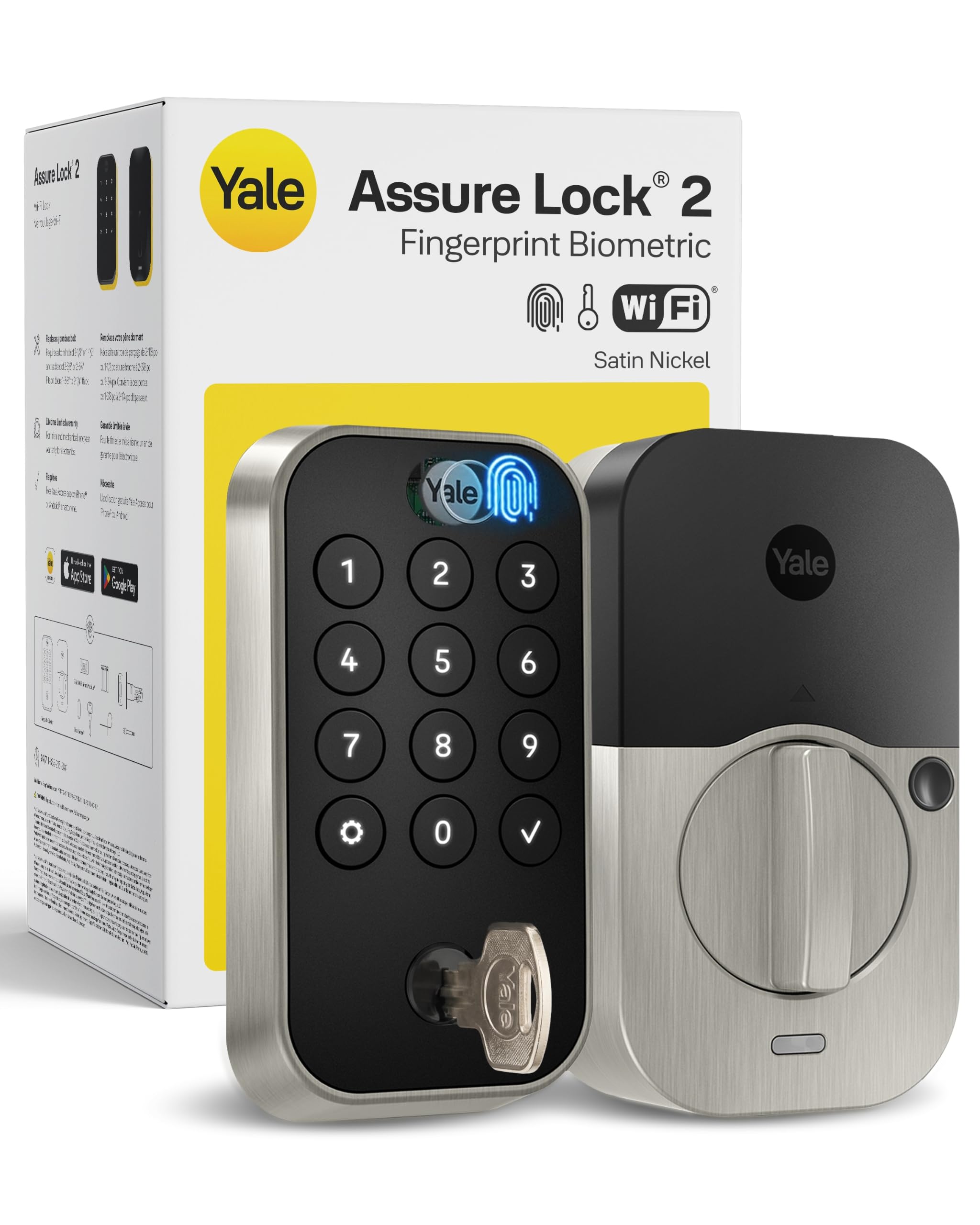 Yale Security Assure Lock 2 Touch Deadbolt, Satin Nickel Keyed Smart Entry Door 