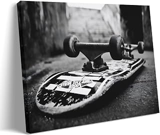 Black And White Skater Skateboard Motivation Words Roller Skating Poster Wall Art for Living Room Bedroom Wall Art Printin Wall Decor Gifts08x12inch(20x30cm) Frame-style