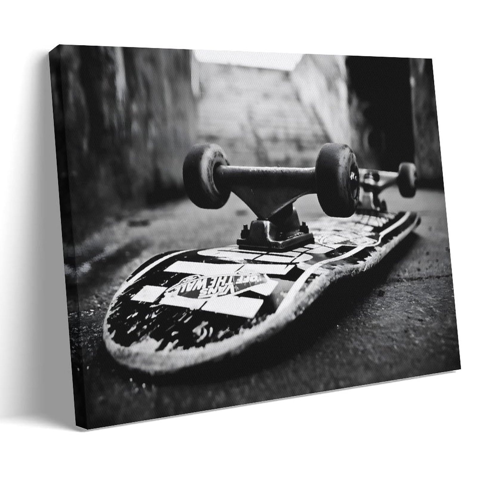 Black And White Skater Skateboard Motivation Words Roller Skating Poster Wall Ar