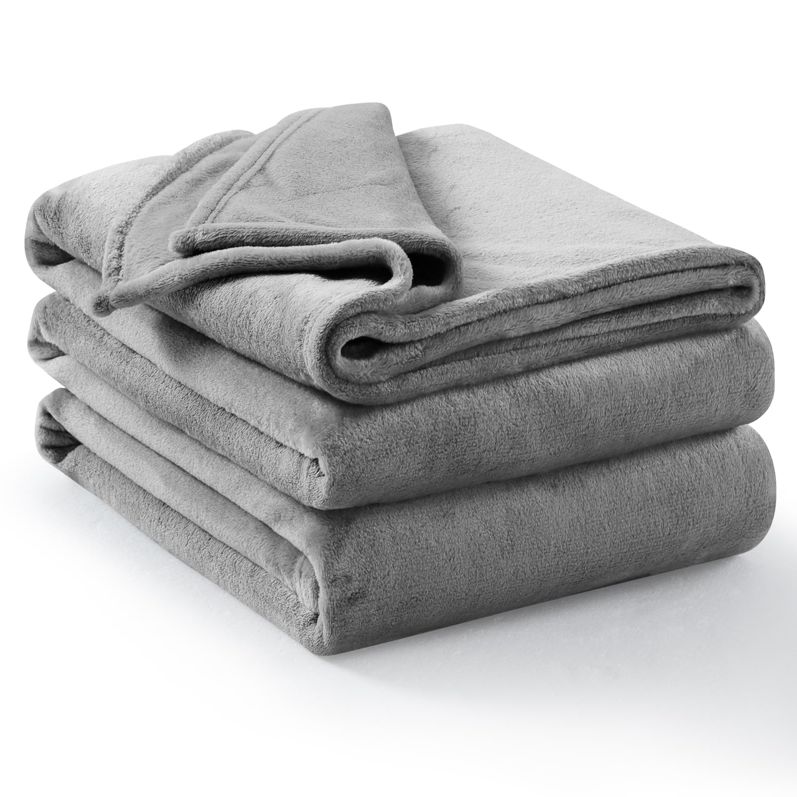 Aisbo Cuddly Fluffy Blanket, Grey, Fleece Blanket, 220 x 240 cm, Sofa Blanket, C