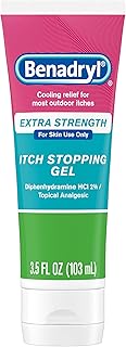 Benadryl Itch Relief Gel Extra Strength, 2% Diphenhydramine HCl, 3.5 fl. Oz | Topical Itch Relief Gel, Soothing Relief, Scrapes, Insect Bites, Sunburn and More, Great for Outdoors
