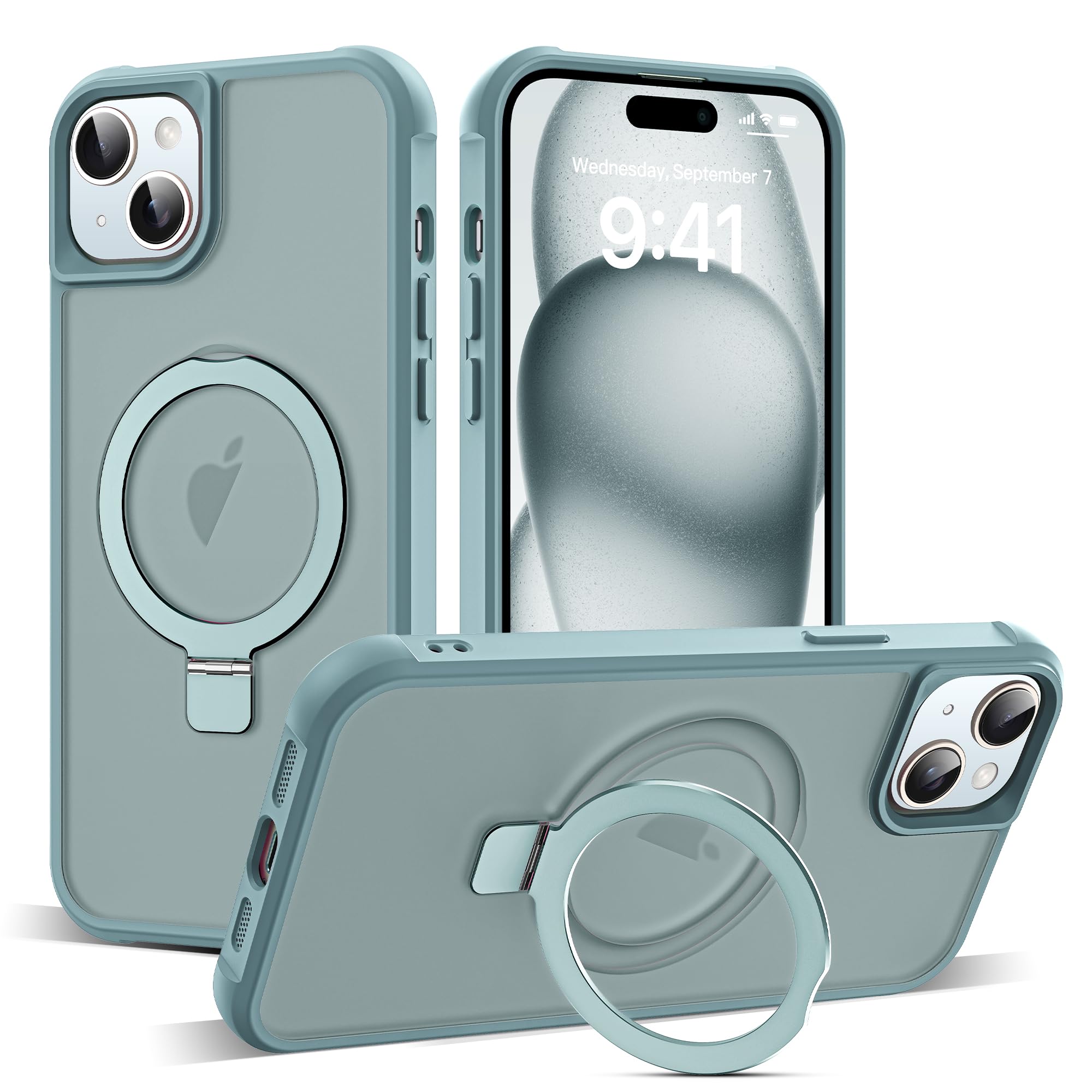 SKYLMW Compatible with iPhone 15 Plus Case with Stand,Blue
