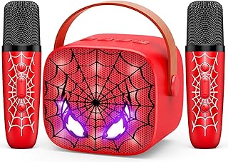 Mini Karaoke Machine Toys Gifts: Kids Toys Birthday Gifts for 4 5 6 7 8 9 Years Old Girl Boy LED Portable Bluetooth Speaker with 2 Wireless Microphone Girl Gift Age 3-12+