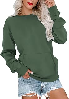 MISFAY Women's Oversized Crewneck Sweatshirt Long Sleeves Top with Pocket