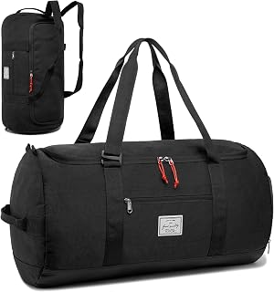 60L Travel Bag with Shoe Compartment Large Sports Bag Backpack Men Women Waterproof Weekender Hand Luggage, A-Black, 60L, Travel, camping, weekend, overnight, gym, sports, fitness