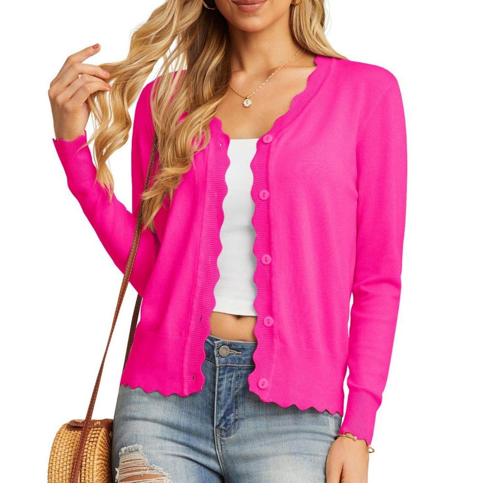 GRECERELLE Women's Cardigan with Buttons and V Neck Cardigan for Women Summer La