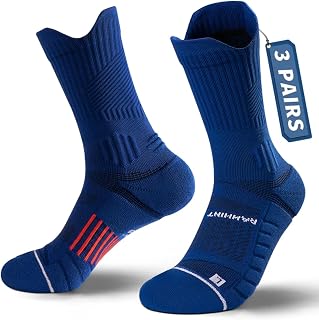 Rahhint Coolmax 3 Pack Compression Running Socks Men Women Anti Blister Socks Walking Socks with TAB Design, Compression Zone, Venting Mesh Network and Arch Support，Size 3-15