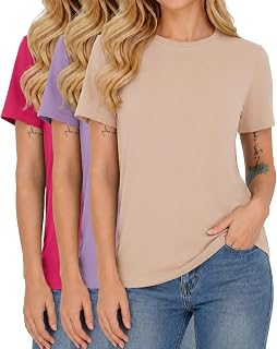 AIYINO Womens Plain T Shirts Everyday Basic Tee Casual Spring Summer Tops