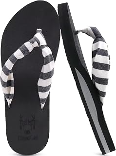 KuaiLu Flip Flops Women Fabric Arch Support Beach Thong