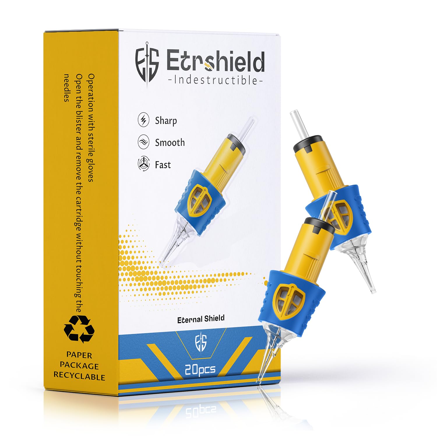 ES Shield Tattoo Needles Cartridges 1207RL, Silicone Grip, 20PCS | Steady ink fl