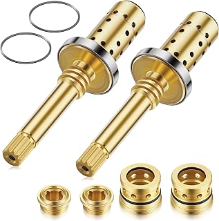 Dreyoo 2 Set Valve Rebuild Kit Replacement Compatible with Symmons Temptrol Valve, TA-10 Spindle Assembly, TA-4 Hot and Cold Seats, T-11 Washer, Fix Tub/Shower Valve Leak, Solid Brass