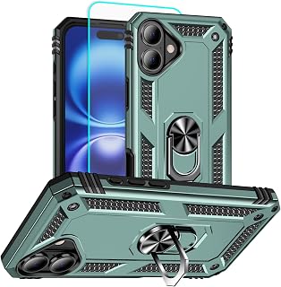 for iPhone 16 Case with Screen Protector (Dark Green)