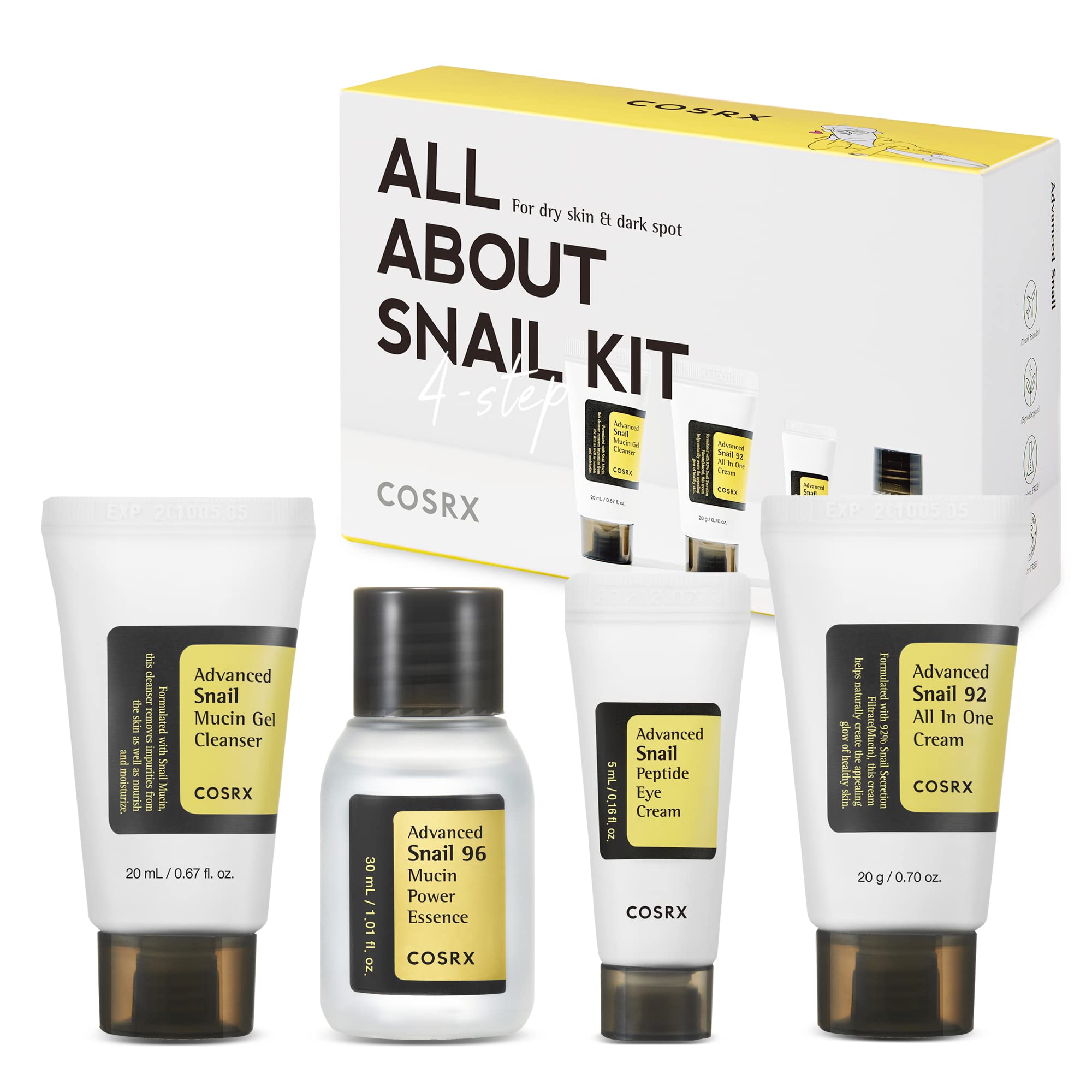 COSRX All About Snail Mucin Korean Skin Care Set, Mini Travel Essentials | Trave