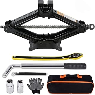 Rarapop Car Jack Kit Scissor Jack for 2 Ton (4409 lbs) Tire Jack Tool Universal Emergency Kit with Lug Wrench Tire Changing for Car SUV
