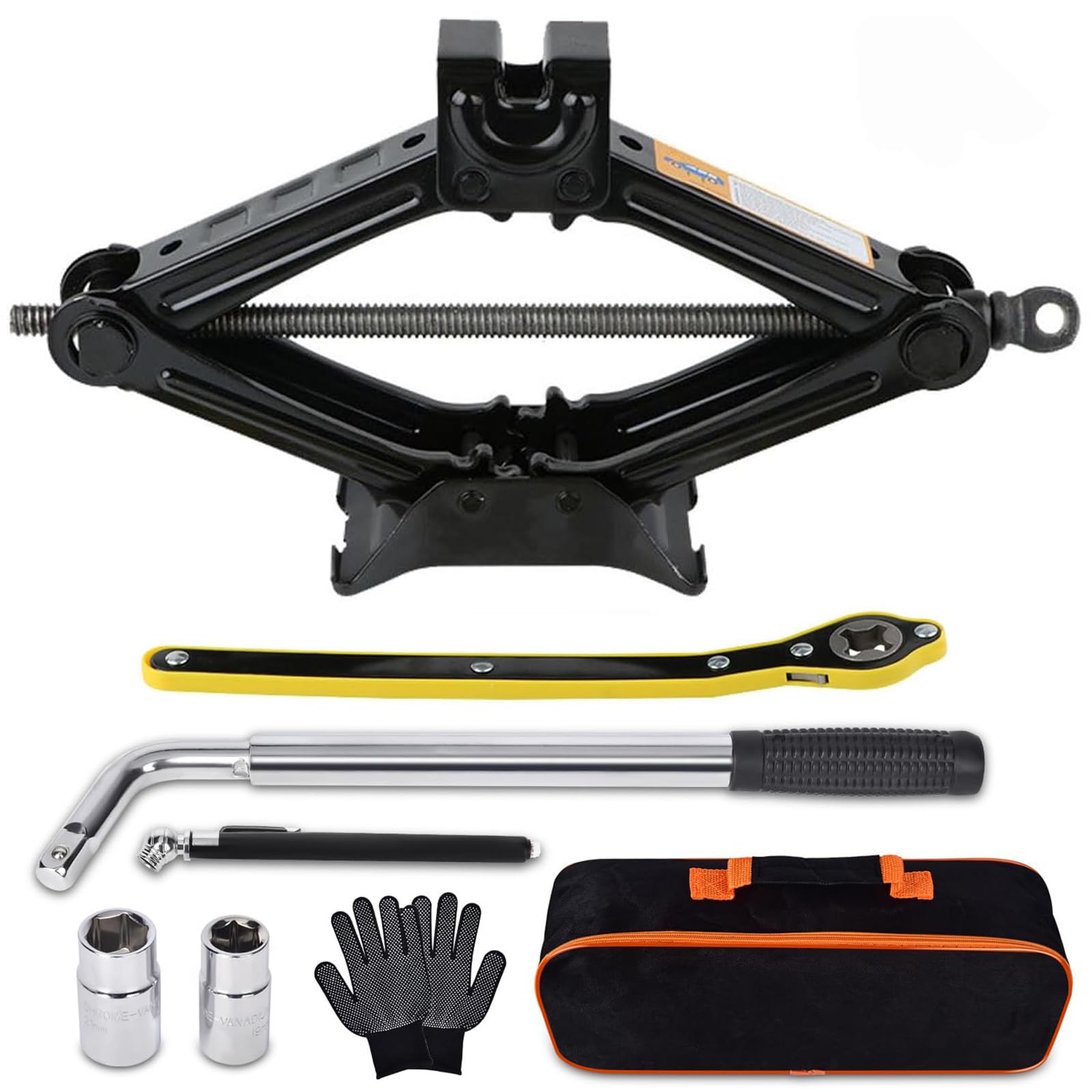 Rarapop Car Jack Kit Scissor Jack for 2 Ton (4409 lbs) Tire Jack Tool Universal 