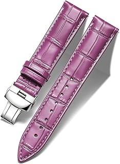 BINLUN Leather Watch Bands Replacement Alligator Pattern Watch Strap for Men Women with Silver/Gold/Rose Gold Butterfly Deployment Buckle 12mm 13mm 14mm 16mm 17mm 18mm 19mm 20mm 21mm 22mm 23mm 24mm