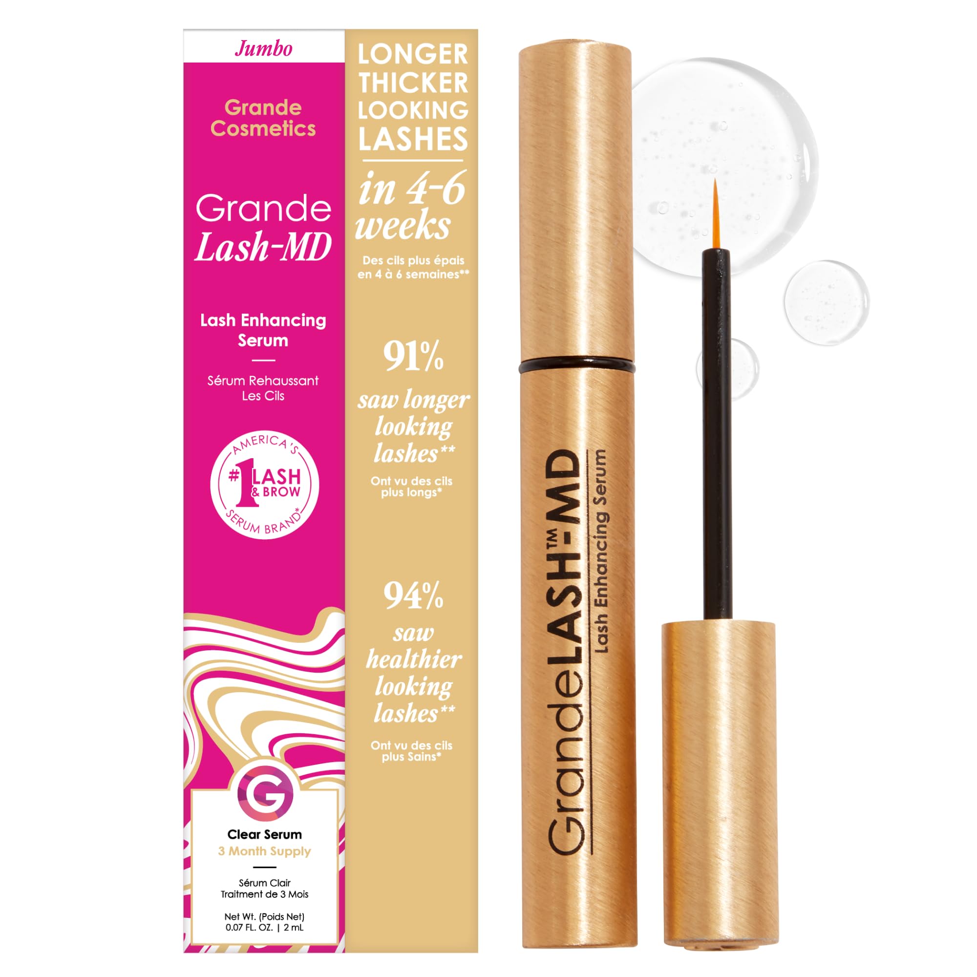 Grande Cosmetics GrandeLASH-MD Lash Enhancing Serum - Peptide & Vitamin Infused 
