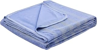 EMME Cooling Throw Blanket for Summer, Q-Max >0.4 Night Sweats Throw Blanket Thin, Keep Cooling Breathable Summer Blanket, Single Bed, Sofa,127x177cm,Striped Blue