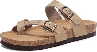 FITORY Womens Slides Sandals with Soft Cork Footbed,Comfort Arch Support