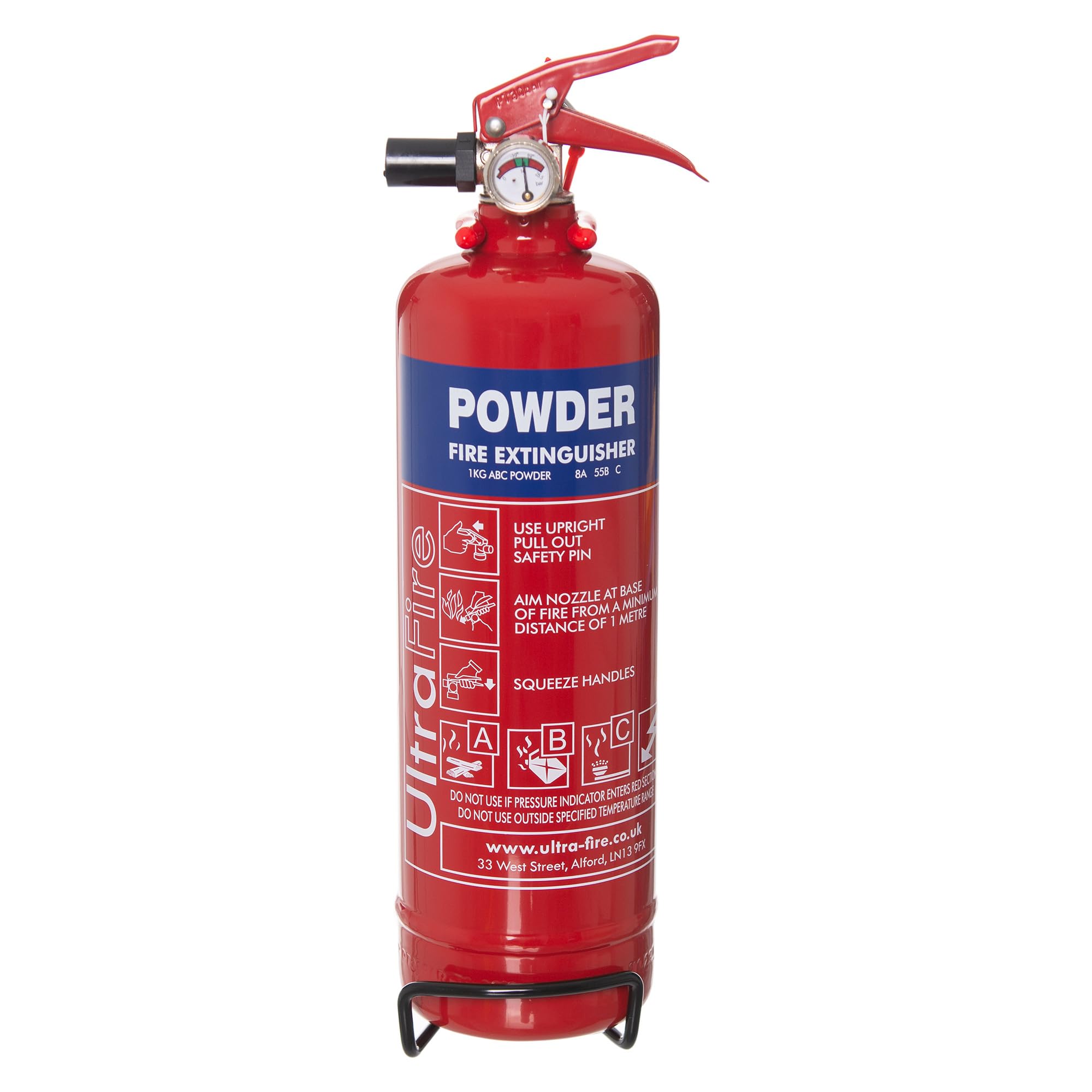 UltraFire 1kg Powder Fire Extinguisher - Car, Taxi, Caravan, Camping, Boat - Kit
