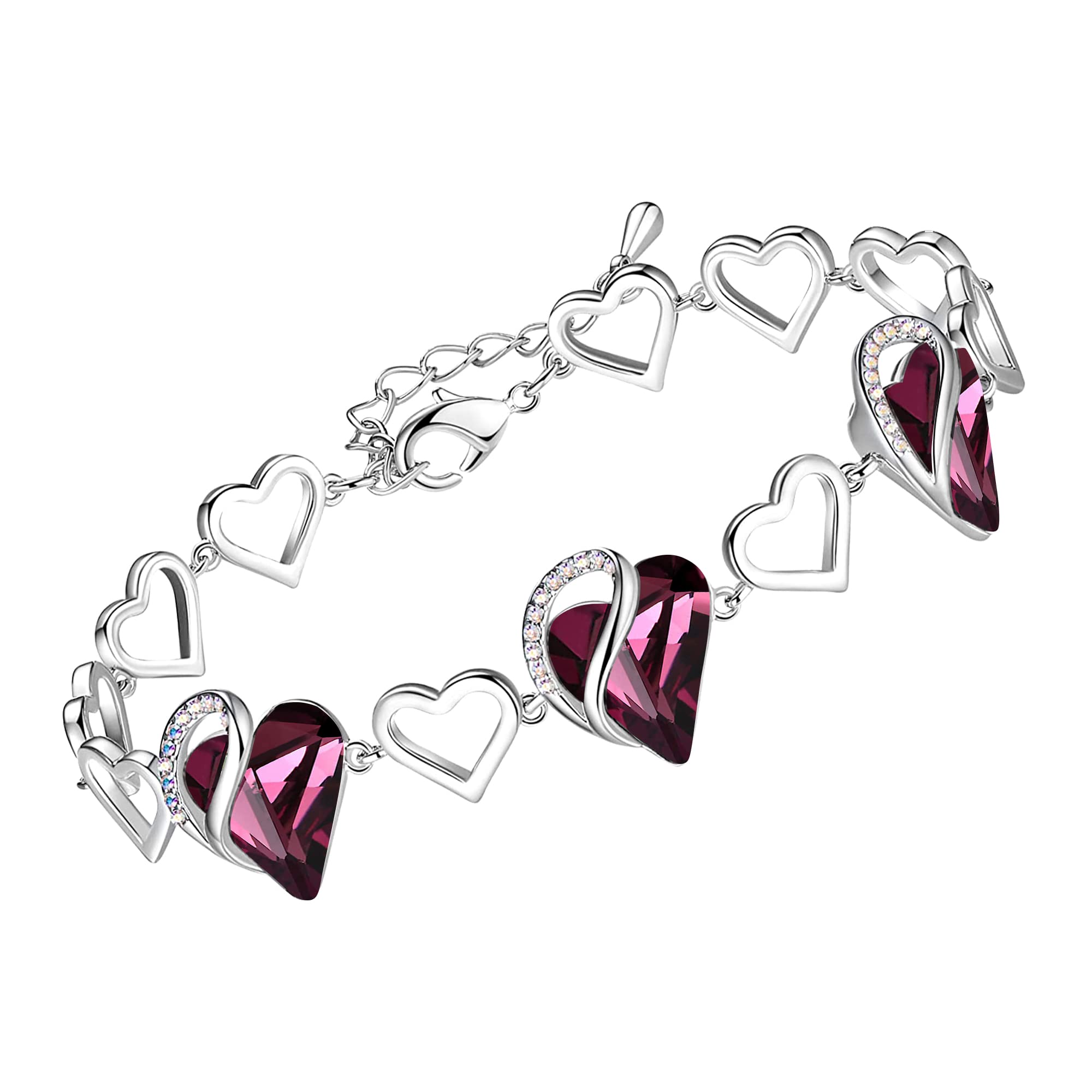 Leafael Infinity Love Heart Gift Bracelet for Women, Birthstone or Healing Stone