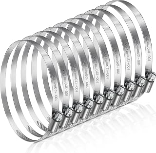 JatilEr 100-120 mm Hose Clips, 8 Pcs Pipe Clips 304 Stainless Steel Large | Adjustable Hose Clamps, Pipe Clamps Metal for Securing Hoses or Tubing for Large Exhaust Ducts Drain Pipe Water Supply Piping