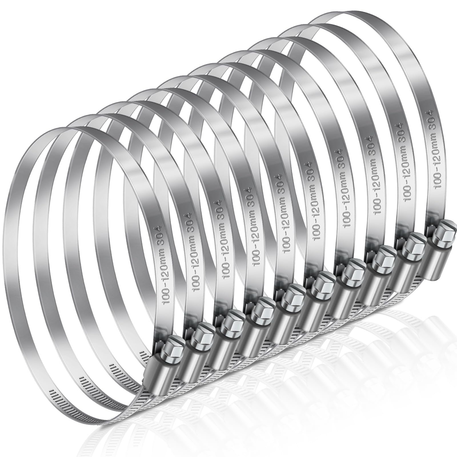 JatilEr 100-120 mm Hose Clips, 8 Pcs Pipe Clips 304 Stainless Steel Large | Adju