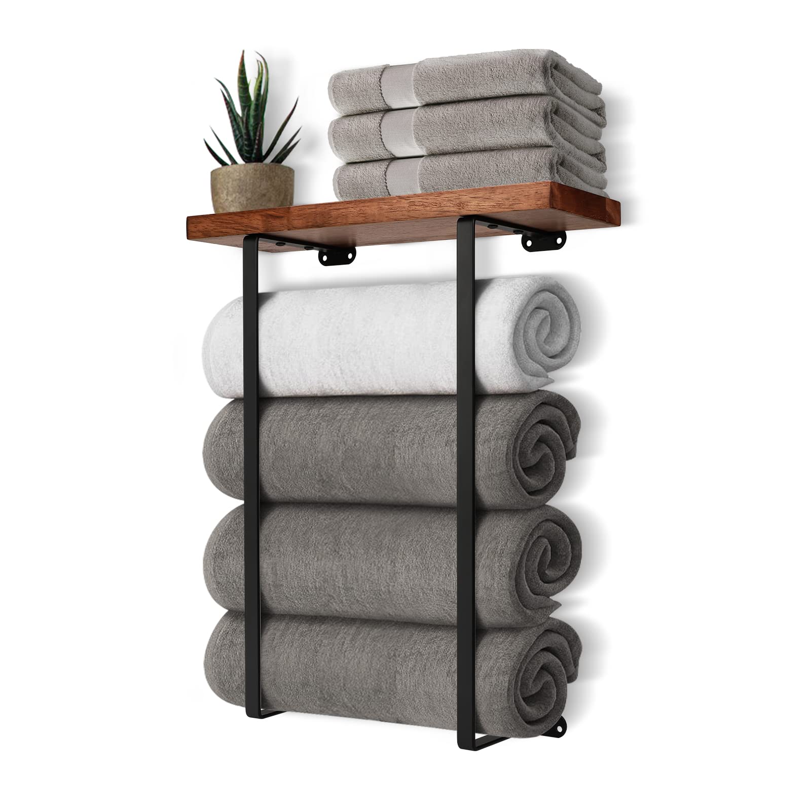 Towel Racks for Bathroom Wall Mounted Towel Rack with Wooden Shelf Towel Holder 