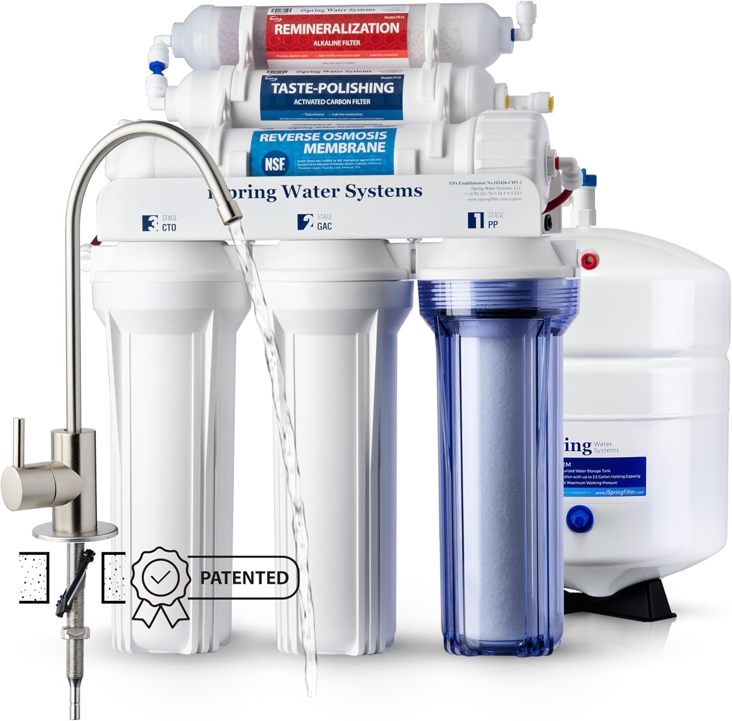 iSpring RCC7AK Reverse Osmosis System, 6-Stage, NSF Certified, 75 GPD, pH+ | Alk