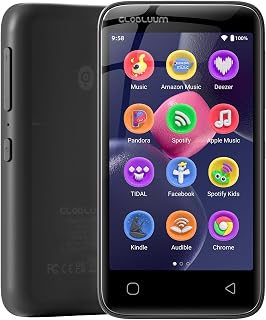 96GB MP3 Player with Bluetooth 5.0 and WiFi, Music Player with Spotify, Audible, Libby, Spotify Kids, 4" Touchscreen Android MP4 Player with HiFi Sound, FM Radio (Glossy Black)
