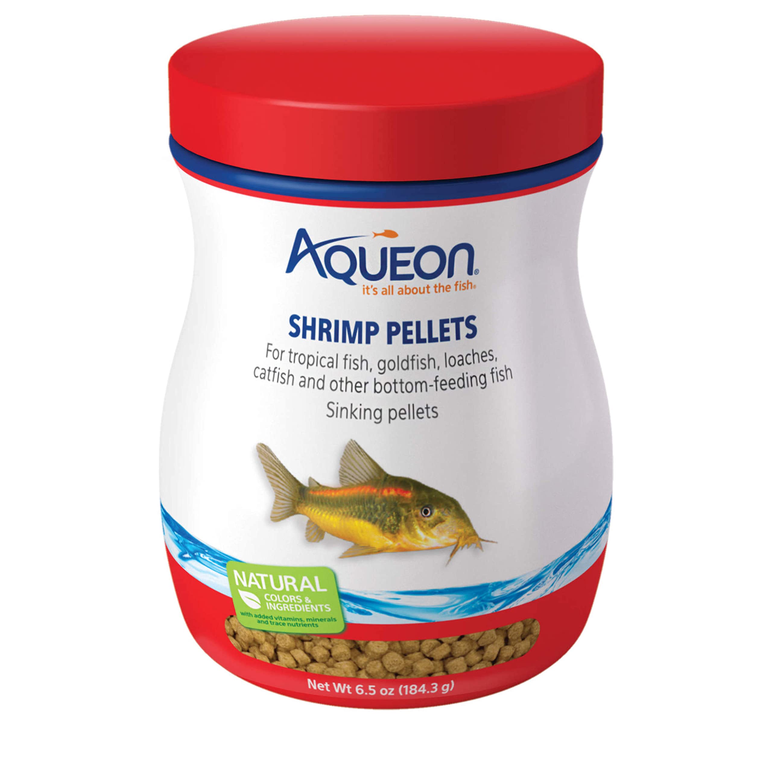 Aqueon Shrimp Pellets Sinking Food for Tropical Fish, 6.5 oz | Bottom feeder fis