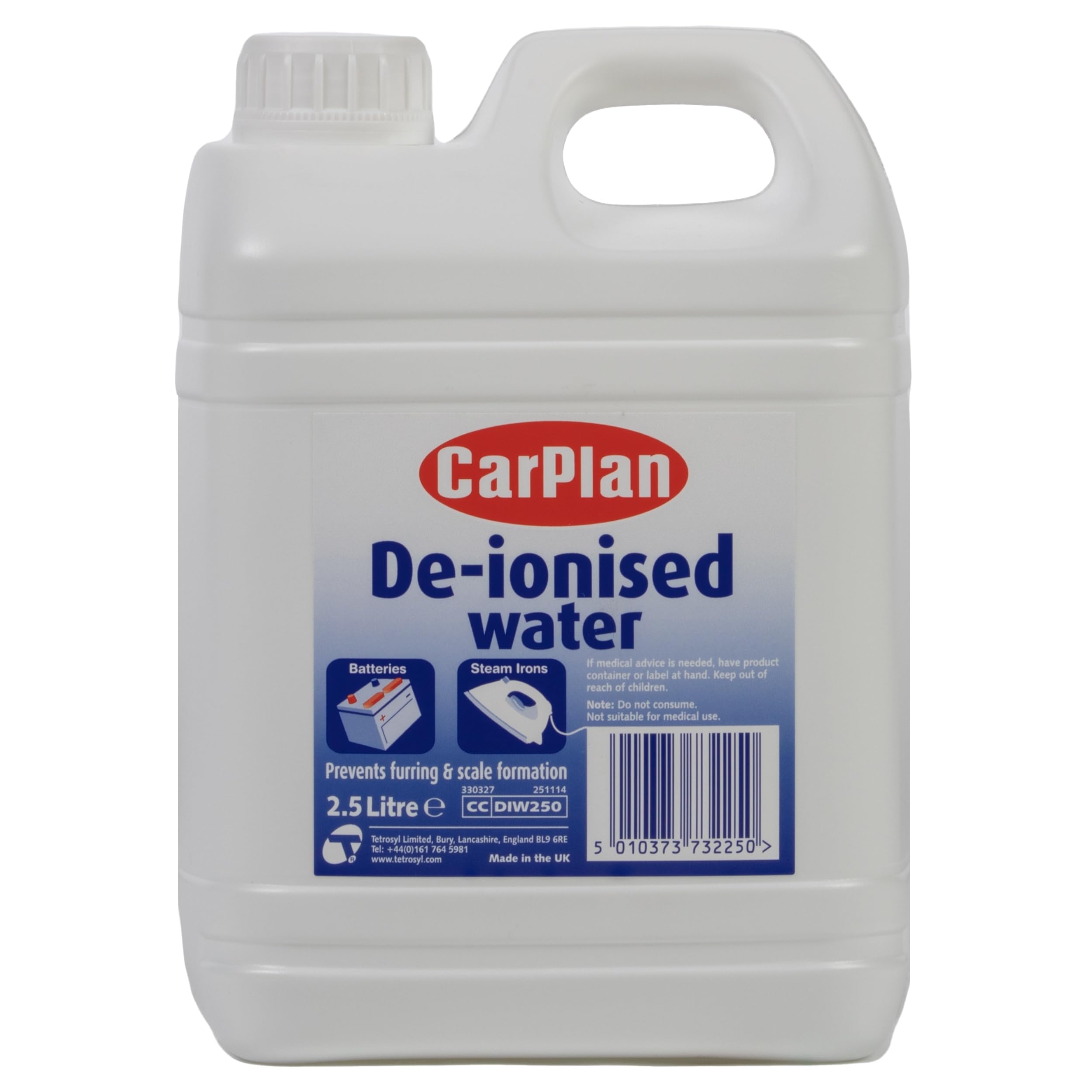 CarPlan De-Ionised Water 2.5L - Prevents Furring & Scale Formation | Prevents Fu