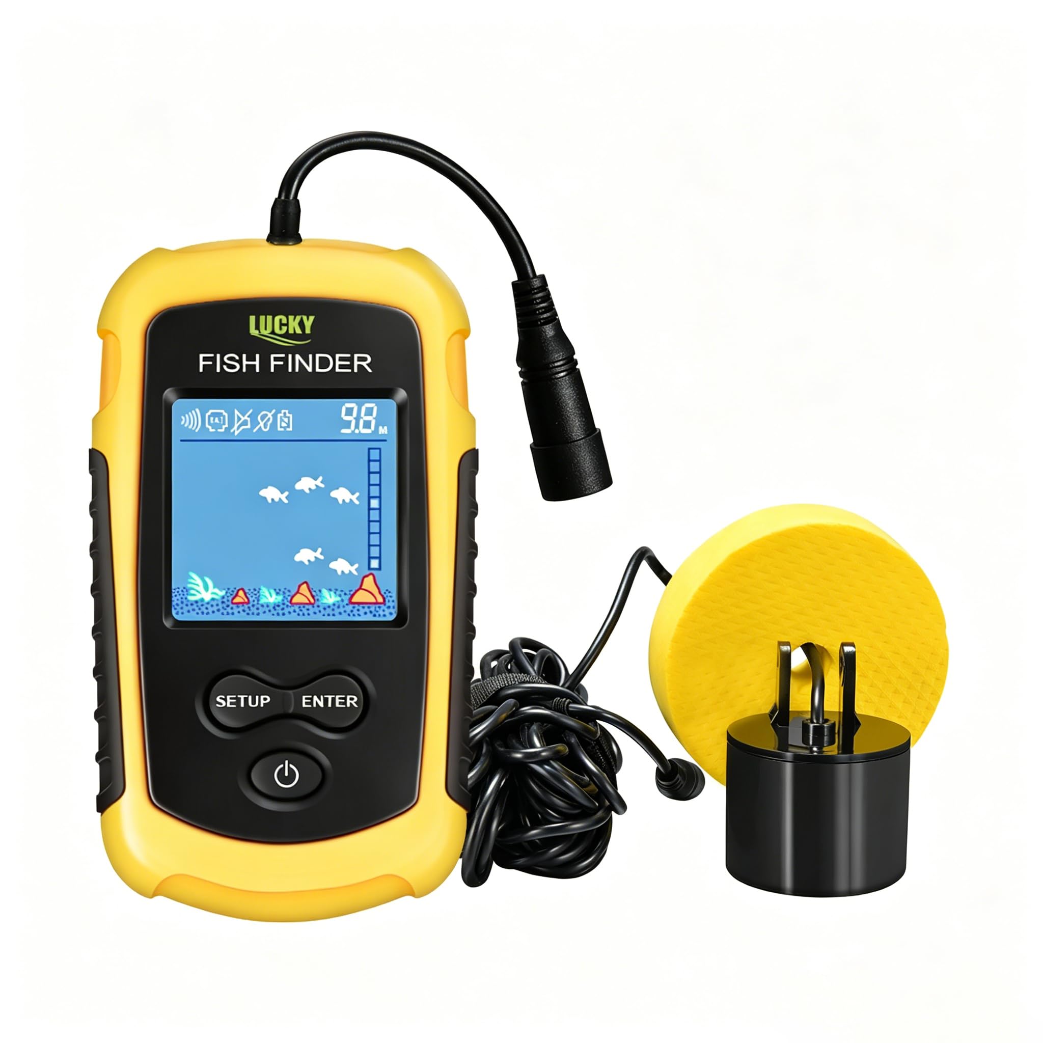 LUCKY Kayak Portable Fish Depth Finder Water Handheld Fish Finder Sonar Castable