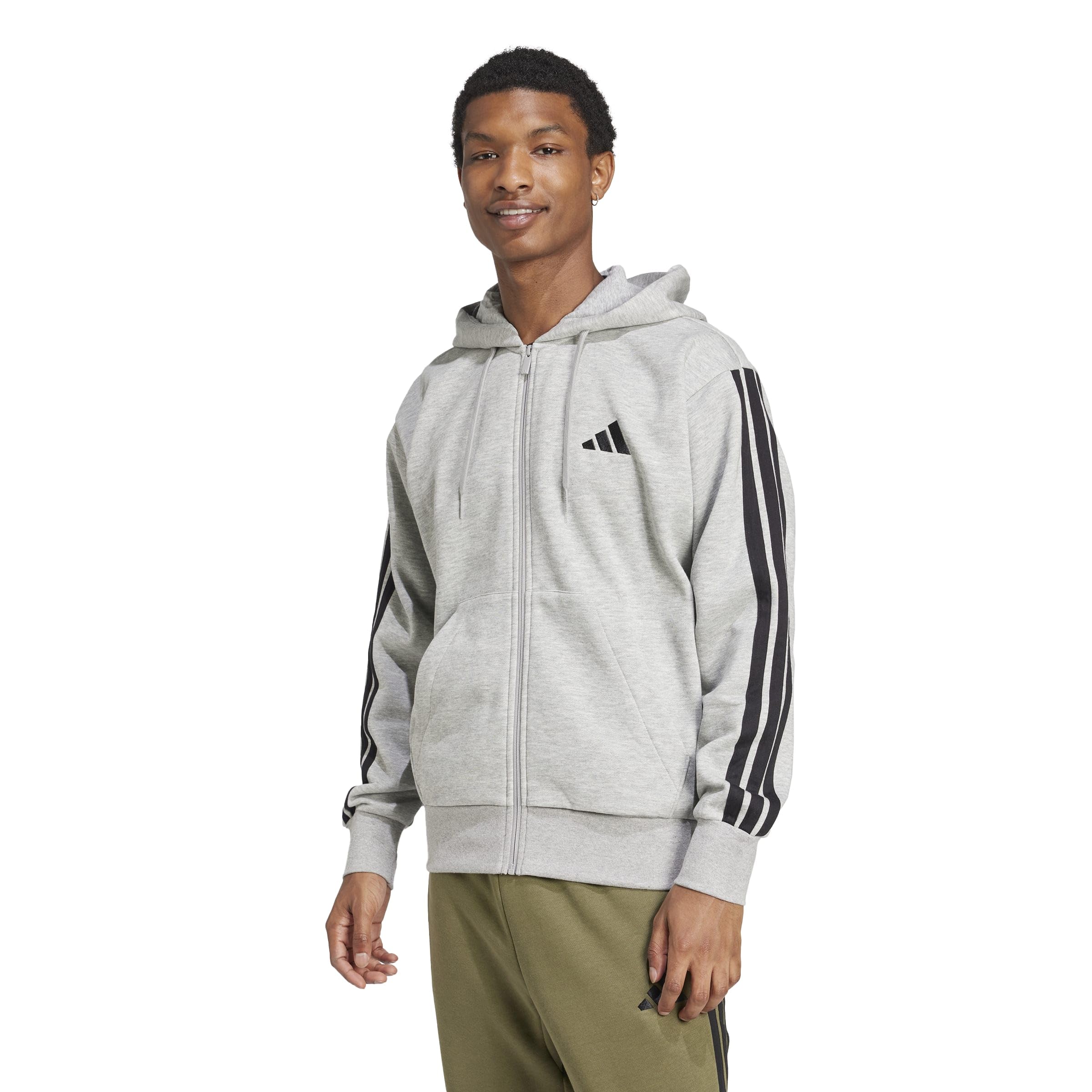 adidas Mens Essentials 3-Stripes Fleece Hoodie Casual Outerwear Casual - Green