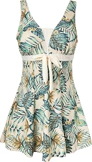 Ecupper Womens One Piece Swimdress Shaping Body Swimsuit Floral Plus Size Bathing Suit