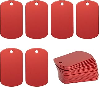 StayMax Aluminum Blank Tags Stamping Blanks 25 Pack (Red)