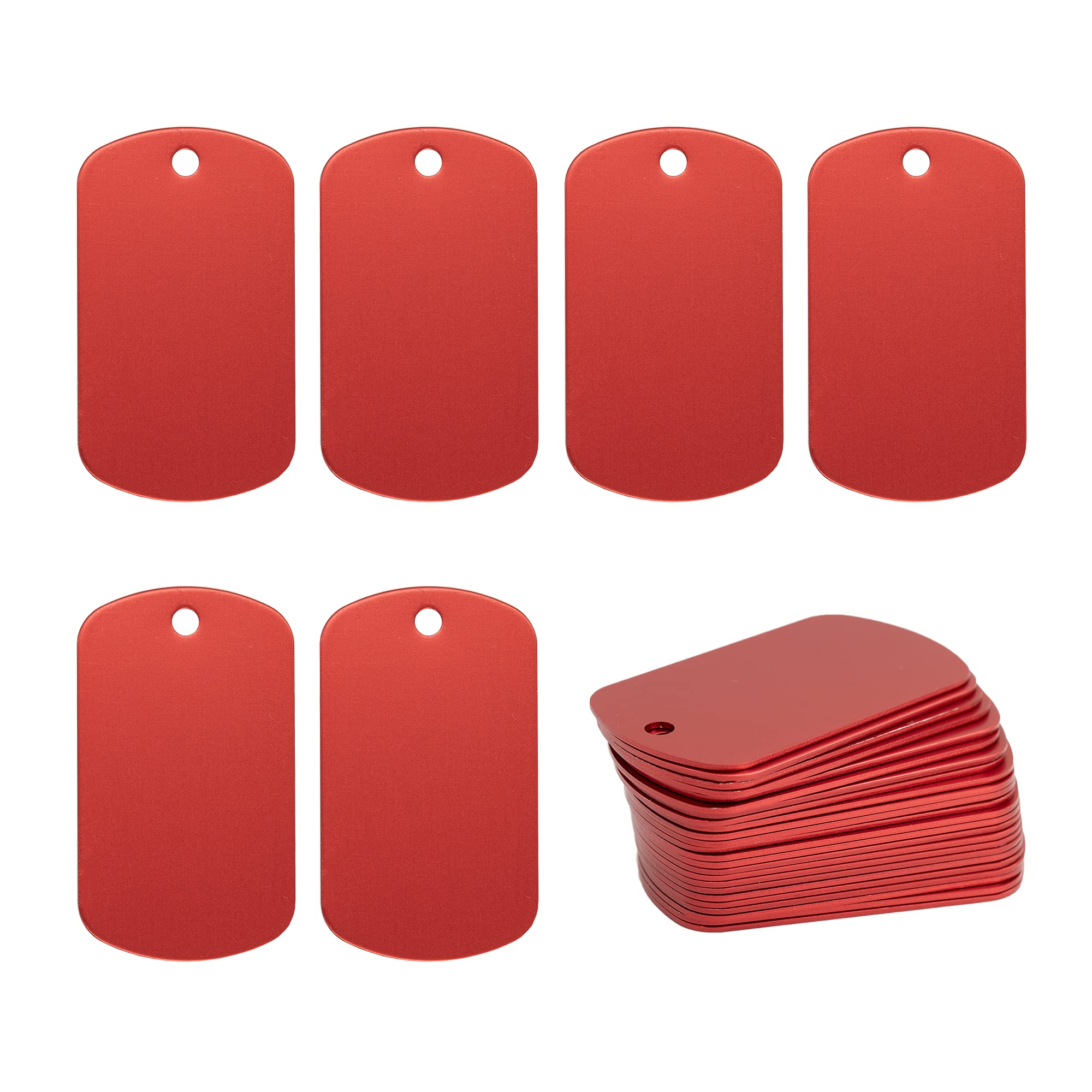 StayMax Aluminum Blank Tags Stamping Blanks 25 Pack (Red)