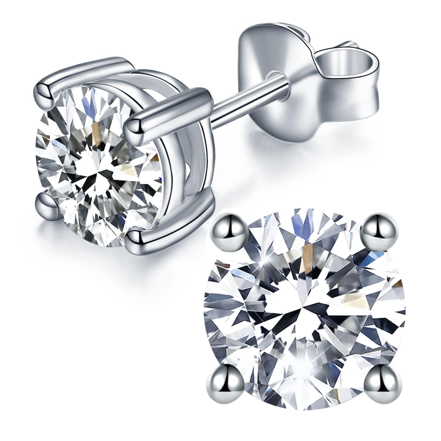 IMOLOVE Moissanite Stud Earrings 1-3CT D Color VVS1 Clarity Round Cut Earrings i