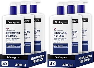 Neutrogena, Deep Hydration Body Lotion (3 x 400 ml Pump Bottles) - Fast Absorbing Body Lotion for Dry Skin - Body Care with 10% Glycerine and Pro-Ceramide Technology