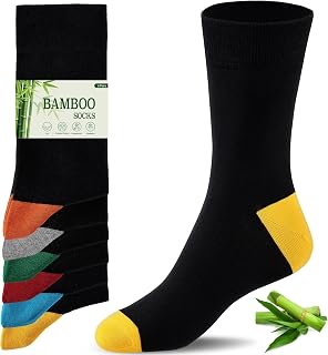 Niofind Bamboo Socks for Men and Women, 6/10 Pairs Crew Seamless Soft Colored & Black Dress Socks Multipack, Breathable, Durable, Odorless, Comfortable