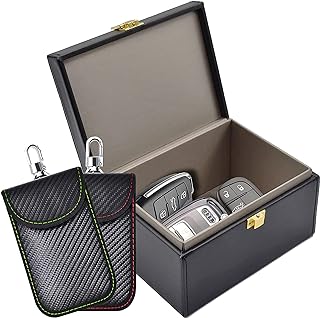 Faraday Box &amp; 2 Pack Faraday Bag for Key Fob Protector, Faraday Cage Key Fob Signal Blocker Faraday Key Fob Protector Faraday Pouch RFID Box for Car Keys
